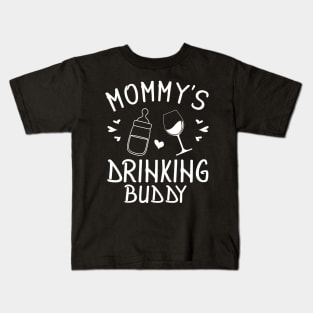 Milk And Wine Mommy's Drinking Buddy Happy Mother Father Day Kids T-Shirt